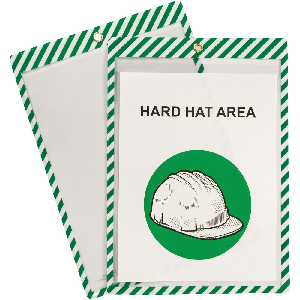 C-Line Products CLI44103 Safety Striped Shop Ticket Holders - White & Green