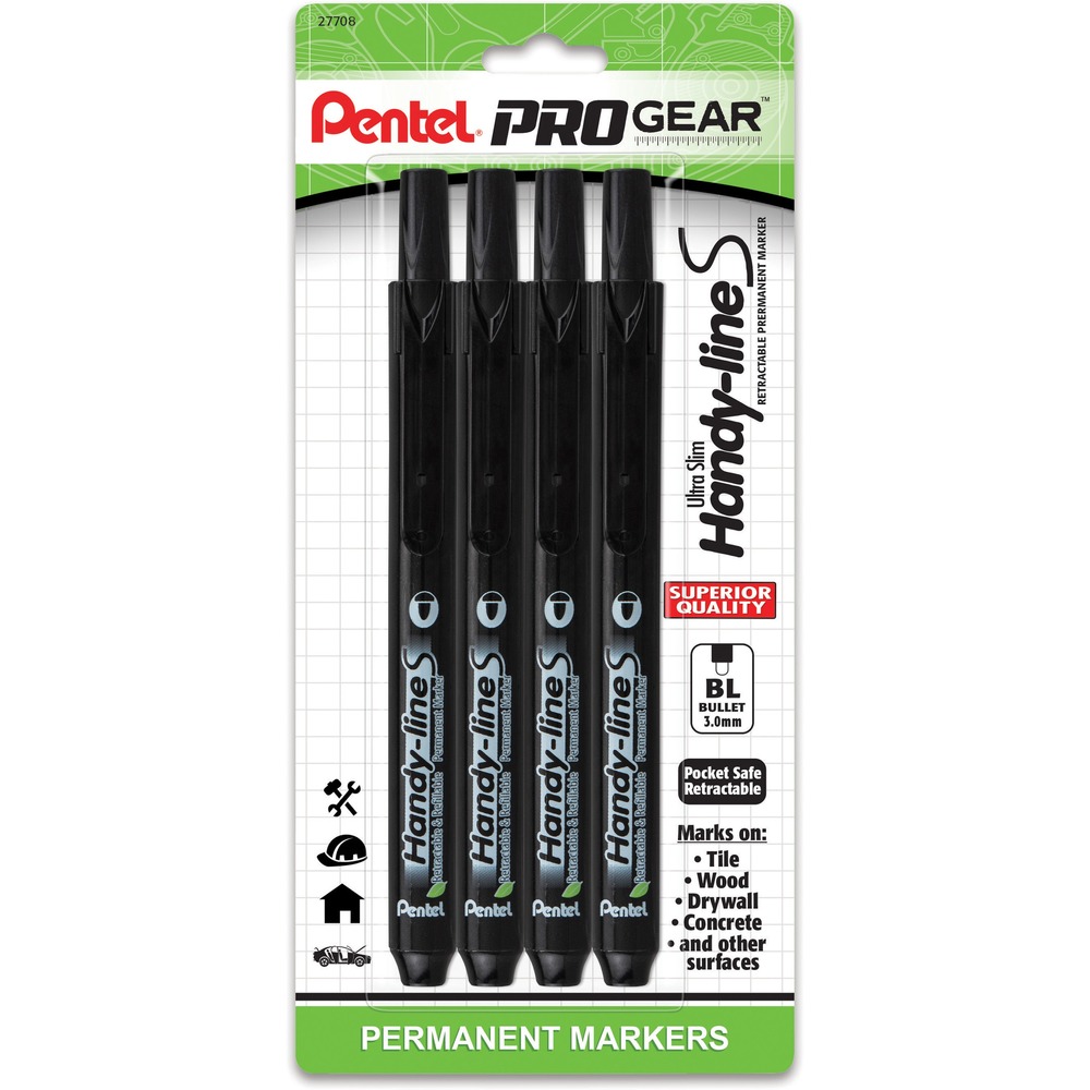 Picture of Pentel of America PENNXS15PGBP4A ProGear 3.0 mm Ultra Slim Hand-lines Marker - Black - Pack of 4
