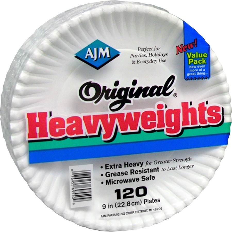 Picture of AJM AJMOH9AJBXWHCT 9 in. Heavyweight Paper Plates&#44; White - Case of 960