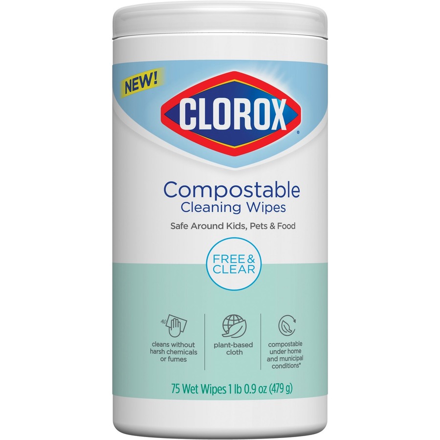 Clorox  4.25 x 4.25 in. Free & Clear Compostable Cleaning Wipes, White