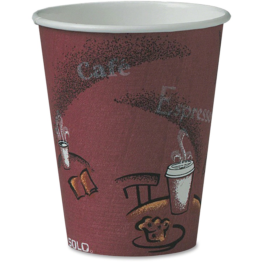 8 fl oz Bistro Design Disposable Paper Cups, Maroon - Pack of 50