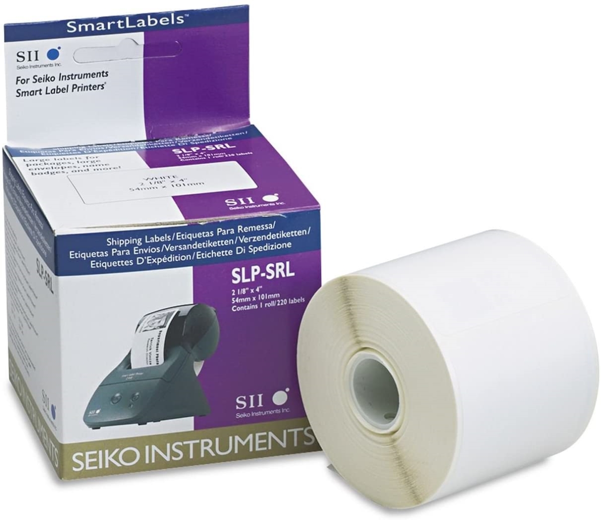 Picture of Seiko SKPSLPSRL SmartLabel SLP-SRL Shipping Label Permanent Adhesive&#44; White - Box of 220