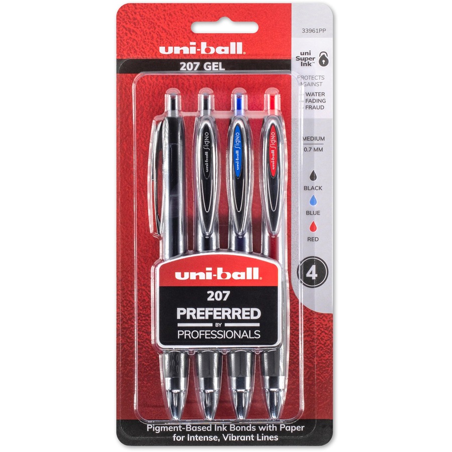 0.7 mm Signo 207 Retractable Gel Pen - Pack of 4