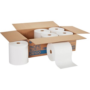 Pacific Blue Select Hardwound Paper Towels, 1 Ply, Continuous Roll Sheets, 1000 ft, White, 6 PK