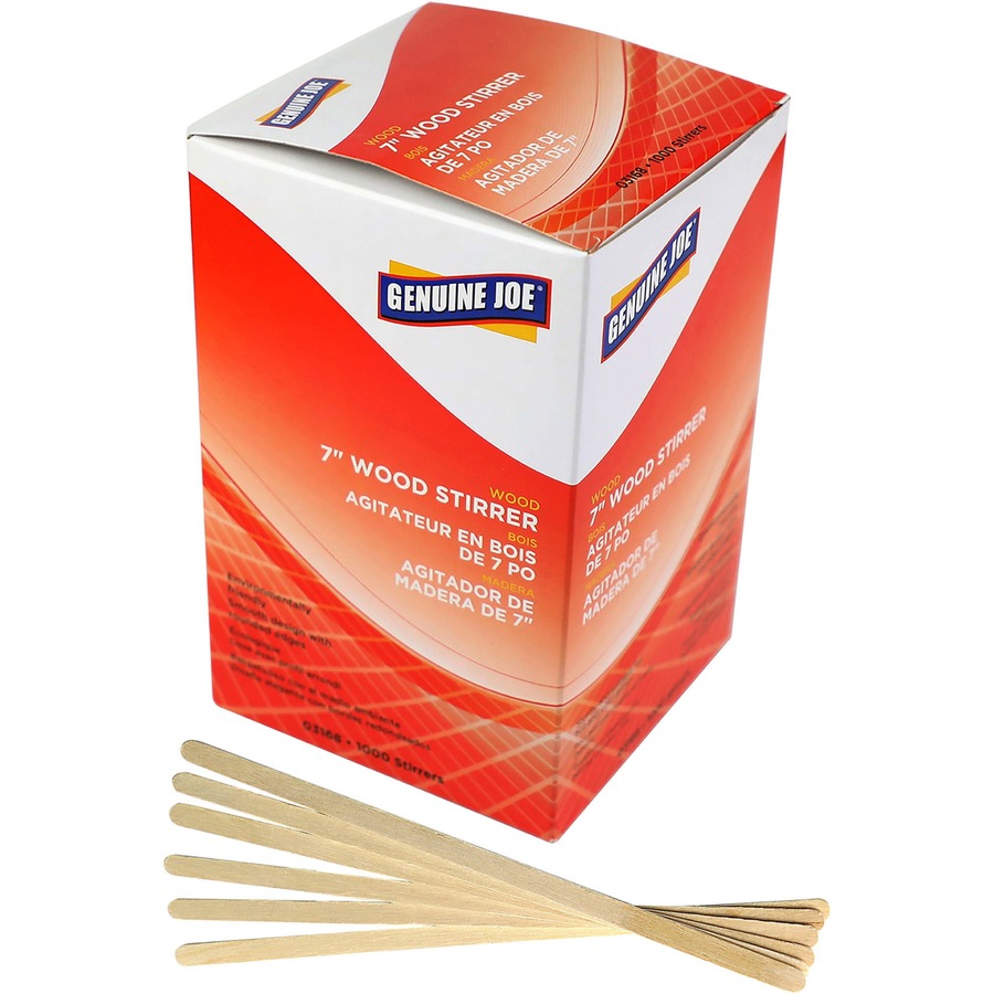 Picture of Genuine Joe GJO03168 7 in. Wooden Stirrers, 1000 Piece - Pack of 1000