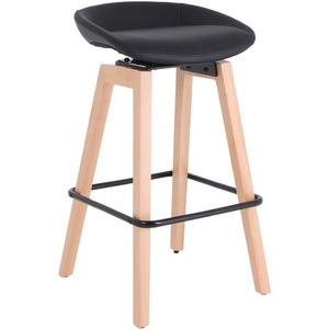 33.5 in. Modern Low-Back Stool with Wood Legs