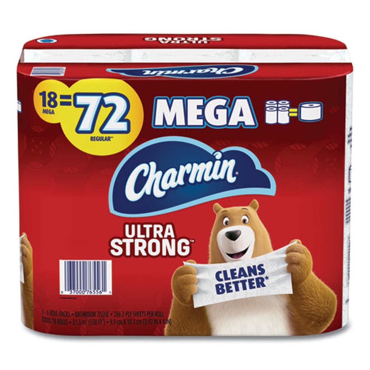 Picture of Charmin PGC61079 18 Meg Standard Roll Bathroom Tissue Ultra Strong - Pack of 18