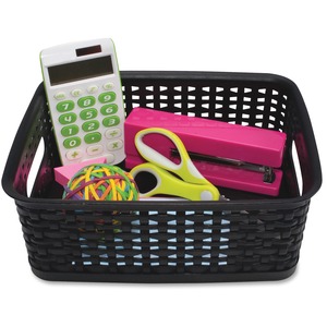Advantus AVT40326 Plastic Weave Bins, Black - Pack of 3