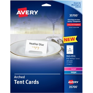 Picture of Avery AVE35700 Laser&#44; Inkjet Tent Card&#44; White - Pack of 100