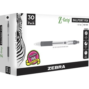 0.7 mm Z-Grip Retractable Ballpoint Pen, Black - Pack of 30