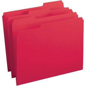 BSN03171 Reinforced Tab Colored File Folders, Red - Pack of 100