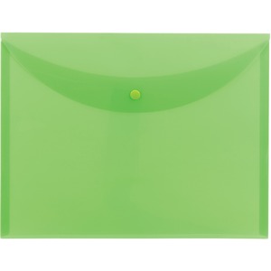 Snap Closure Poly Envelopes File Wallet, Green - Pack of 10
