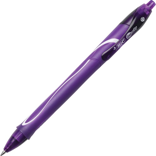 Picture of BIC BICRGLCGA11-PPL Gel-Ocity Quick Dry Gel Pen - 0.7 mm Pen Point Size - Purple Gel-Based Ink - Pack of 12