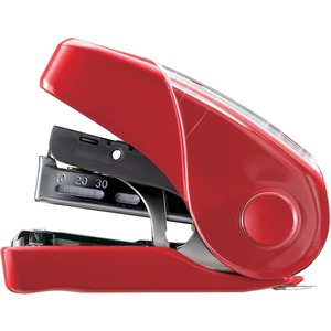 Flat Clinch Mini Desktop Stapler, Red