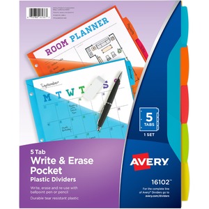 5TB Write-On Dividers, Asstorted Color