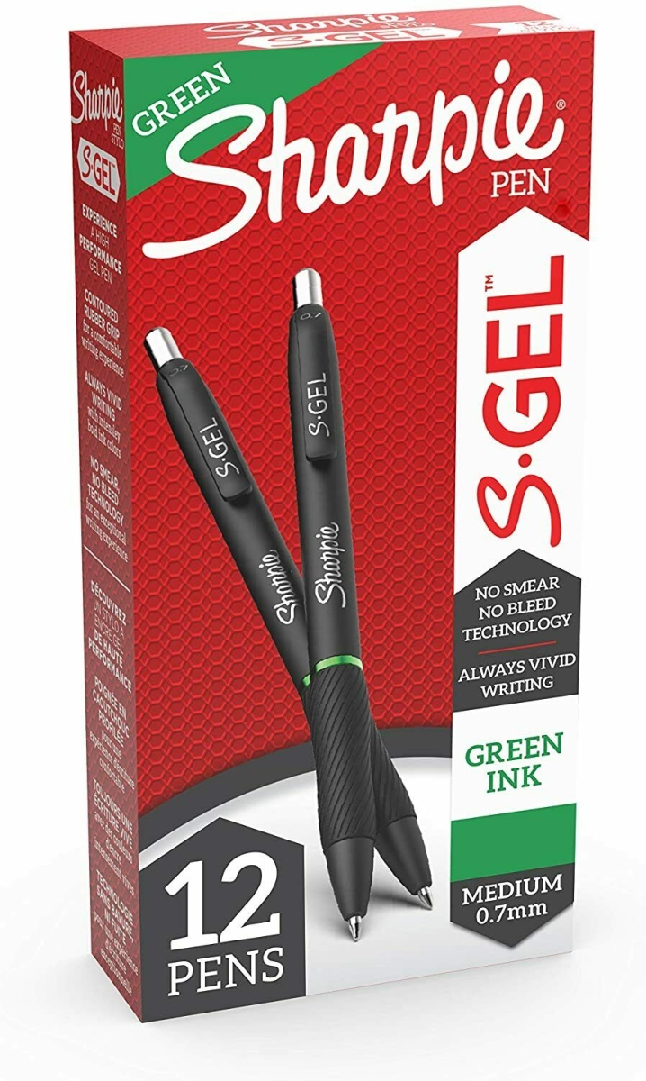 0.7 mm Retractable Dozen Gel Pen, Green - Pack of 12