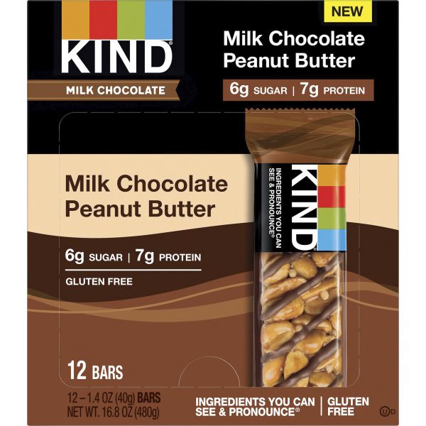 Picture of KIND KND28352 Milk Chocolate Peanut Bars&#44; Pack of 12