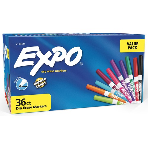 Picture of Expo SAN2138424 Low-Odor Dry Erase Fine Tip Markers&#44; Assorted Color - 36 Count&#44; Pack of 36