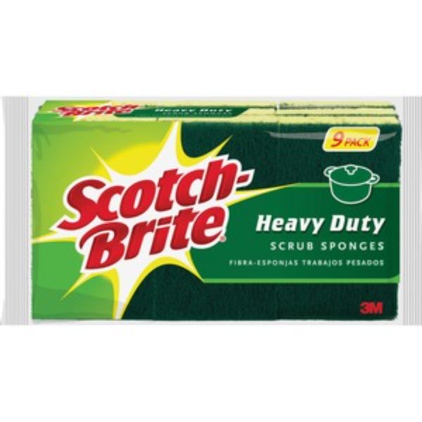 2.8 x 4.5 in. Heavy-Duty Scrub Sponge, Yellow & Green - Pack of 9
