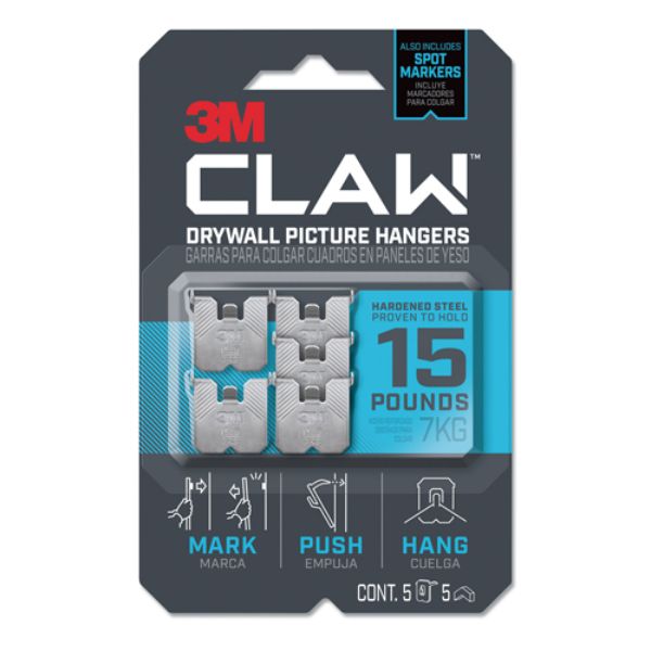 Picture of 3M MMM3PH15M5ES 15 lbs Drywall Picture Hanger - Pack of 5