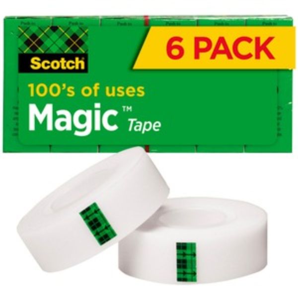 Scotch  0.75 x 12 in. Magic Tape, Matte Clear - Pack of 6