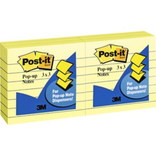 MMMR335-YW 3 x 3 in. Pop-up Lined Notes, Canary Yellow - Pack of 6