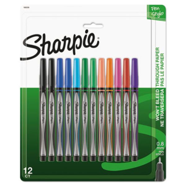 Sharpie  Sharpie Pen Fine Point, Multi Color - Pack of 12