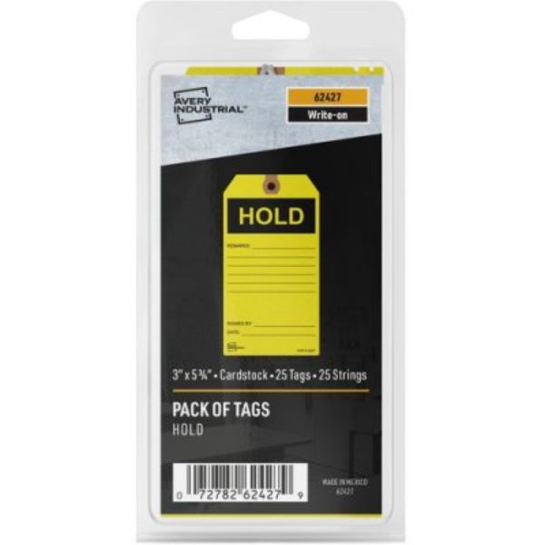 Picture of Avery AVE62427 Preprinted Hold Inventory Tags&#44; Yellow