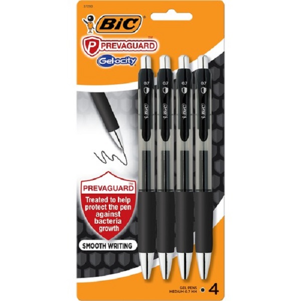 Picture of BIC PrevaGuard BICRGGAP4BK Antimicrobial Gel Pen&#44; Black - Pack of 4
