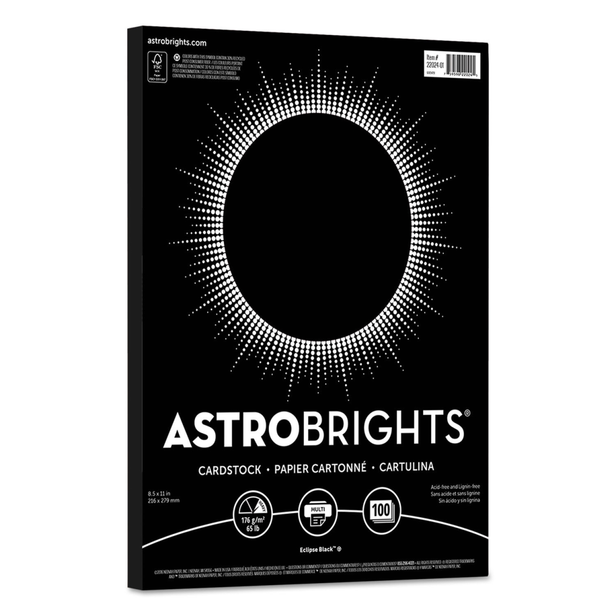 Picture of Astrobrights WAU2202401 Color Cardstock&#44; Black