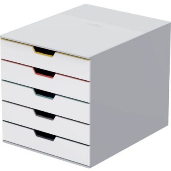 Varicolor MIX 5 Drawer Desktop Storage Box, White & Multi Color
