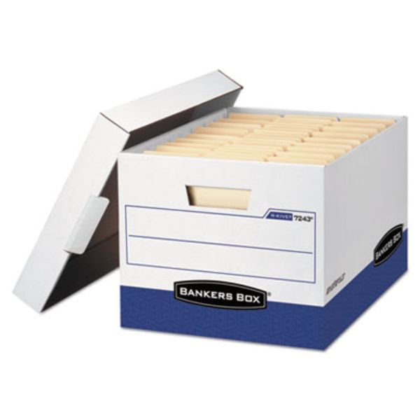 Picture of Bankers Box FEL0724303 12.75 x 16.5 x 10.38 in. Heavy-Duty Storage Boxes&#44; Letter & Legal Files&#44; White & Blue