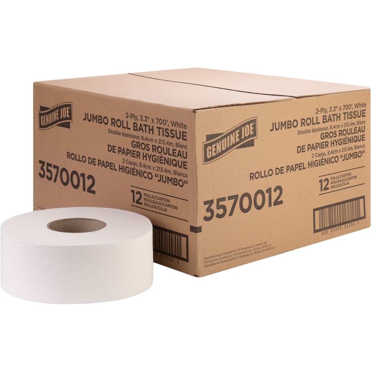 3.30 in. x 700 ft. 2-Ply Jumbo JR Bathroom Tissue, White