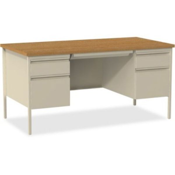 30 x 60 in. Fortress Series Double-Pedestal Desk, Oak, Oak Laminate & Putty -  NewestEdition, NE2492208