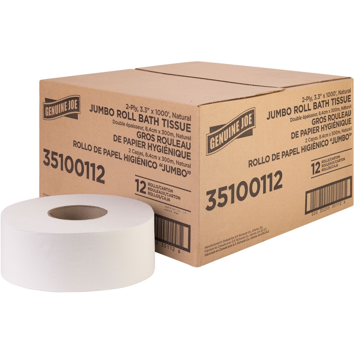 3.30 in. x 1000 ft. 2-Ply Jumbo JR Bathroom Tissue, White