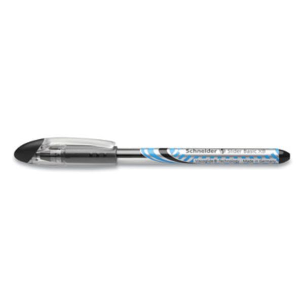 1.4mm Schneider Slider Stick Ballpoint Pen, Black & Silver Barrel - Pack of 10