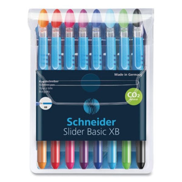 1.4mm Schneider Slider Stick Ballpoint Pen, Multi Color Ink & Barrel - 8 Per Pack