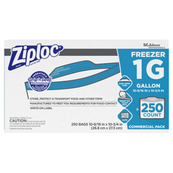 Picture of Ziploc SJN682258 10.56 x 10.75 in. 1 gal 2.7 mil Double Zipper Freezer Bags, Clear