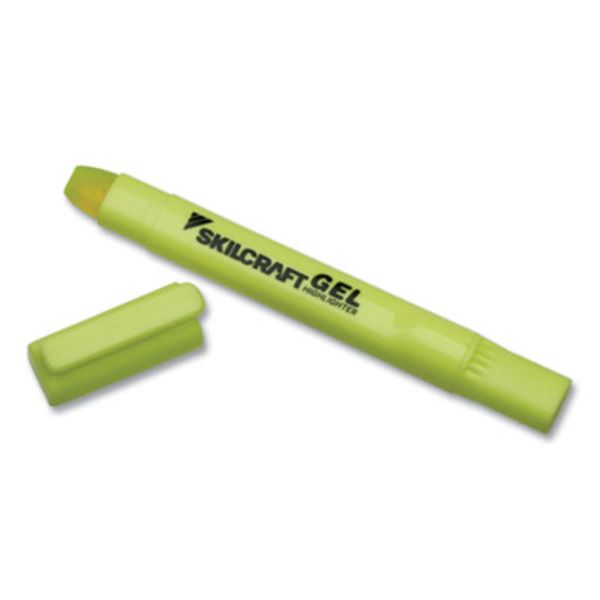Picture of AbilityOne NSN6919222 Skilcraft Gel Highlighter - Fluorescent Yellow Ink&#44; Chisel Tip&#44; Yellow Barrel&#44; Dozen