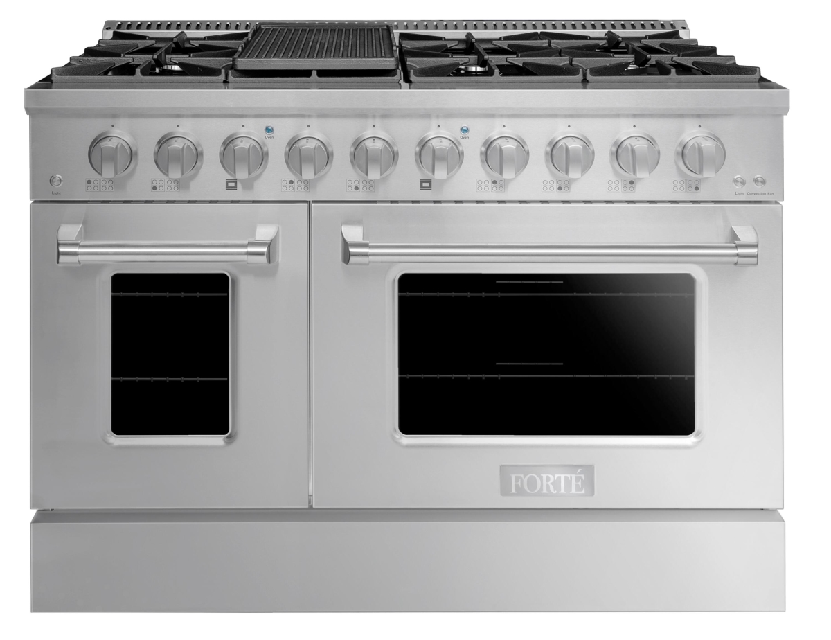 Picture of Forte FGR488BSS 48 Inch Natural Gas, All Gas Double Oven Freestanding Range in Stainless Steel