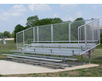 Standard Bleachers with Vertical Picket Railing - 27 ft. - 4 Row