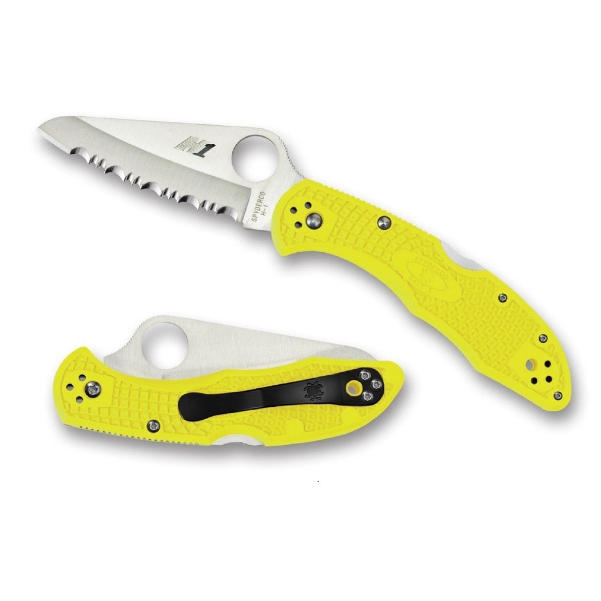 2160740 Lightweight Yellow & Black Serrated Salt 2 Folder Knife -  SPYDERCO