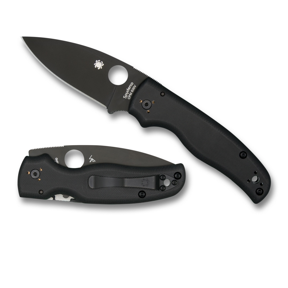 4015999 3.61 in. Shaman Folder Knife with Plain G-10 Handle, Black -  SPYDERCO