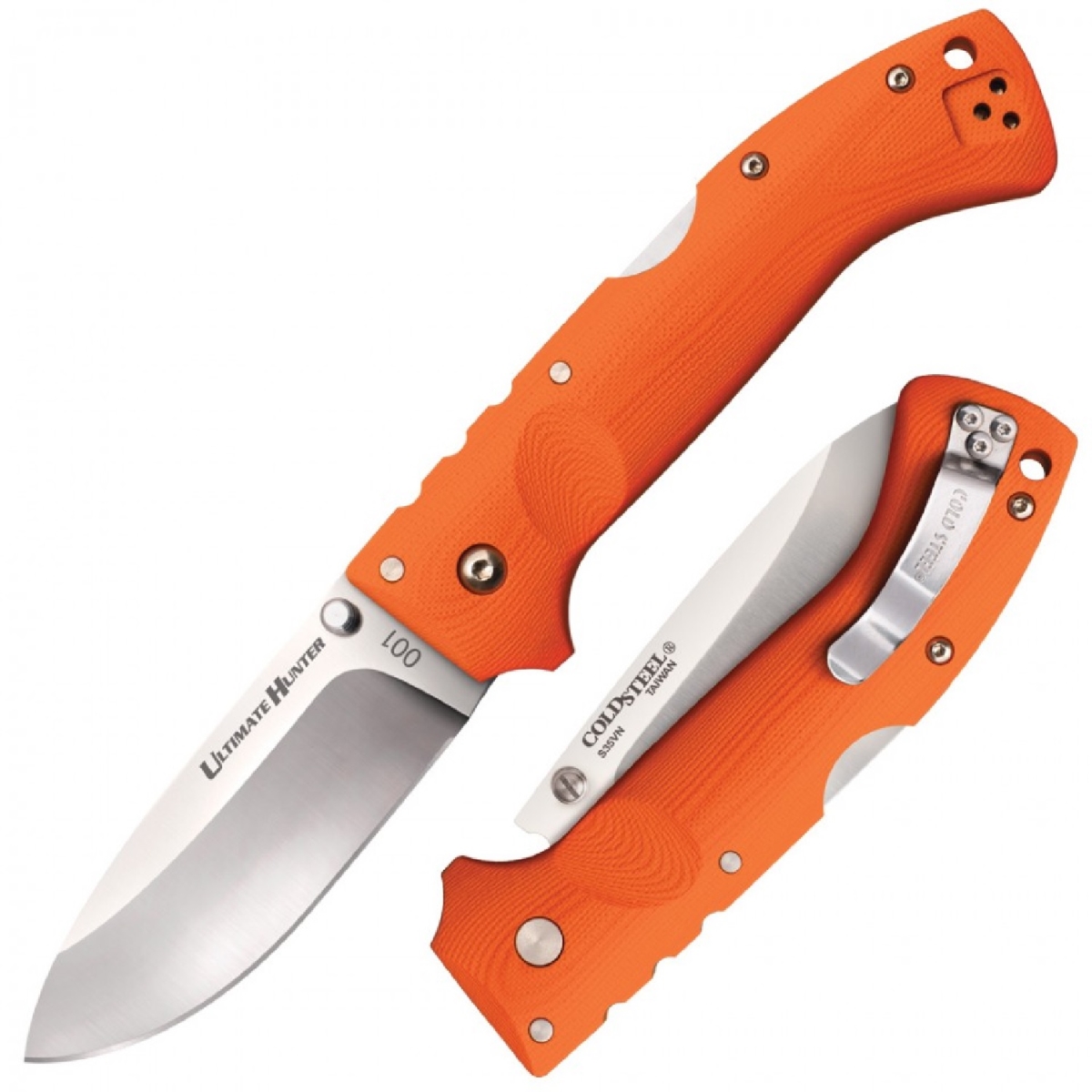 3.5 in. Ultimate Hunter Folder Plain Blade with Orange G-10 Handle