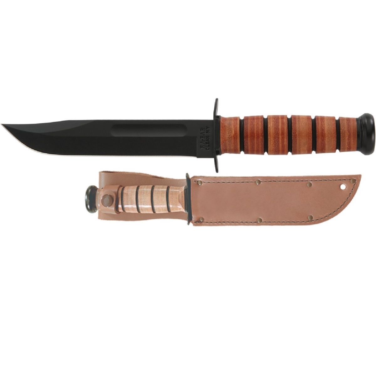 Ka-Bar 4018365 7 in. Single Mark Ka-Bar Fixed Knife Blade with Leather Handle