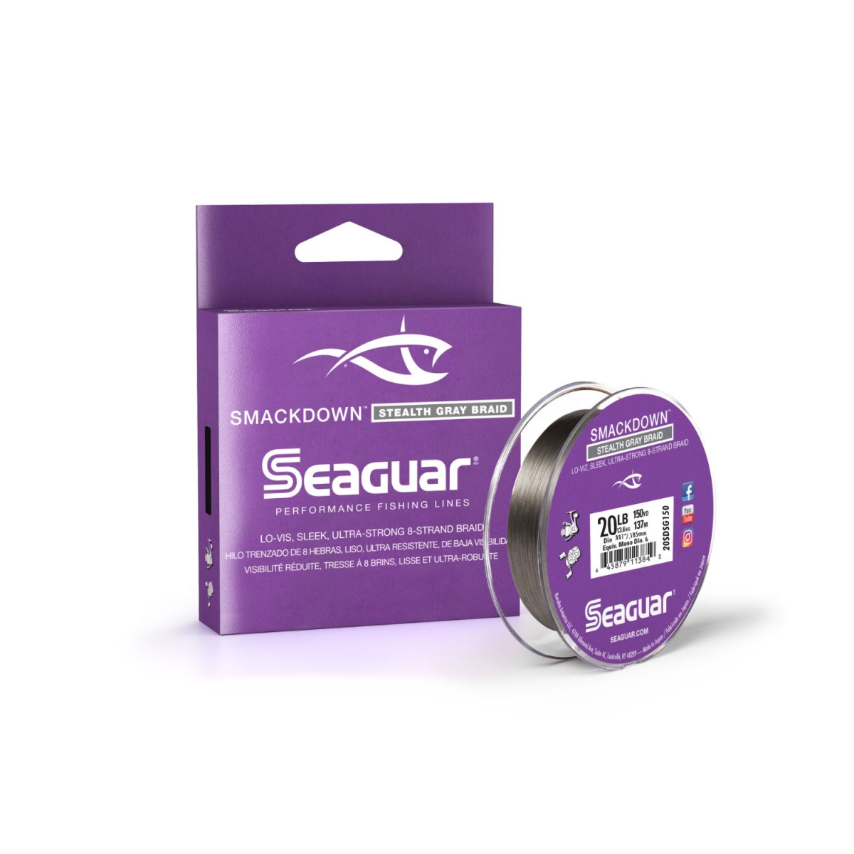 SEAGUAR Smackdown Stealth Gray Braid 20lb 150yds 010in Fishing Line (20SDSG150)