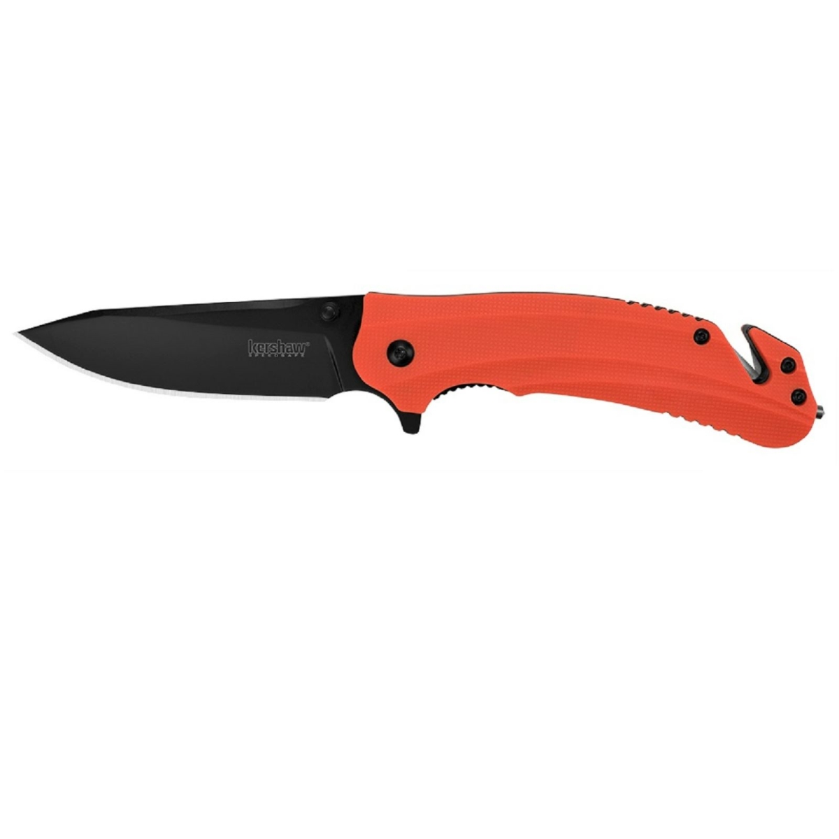 2160269 3.5 in. Barricade Assisted Black Plain Knives with Orange Handle