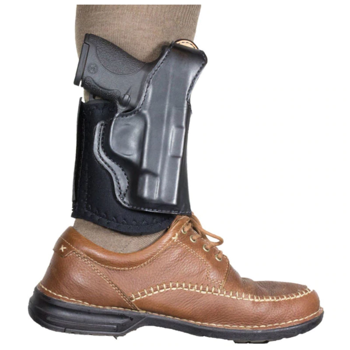 1129117  Die Hard Ankle Rig P365 Leather Right Hand Holster, Black