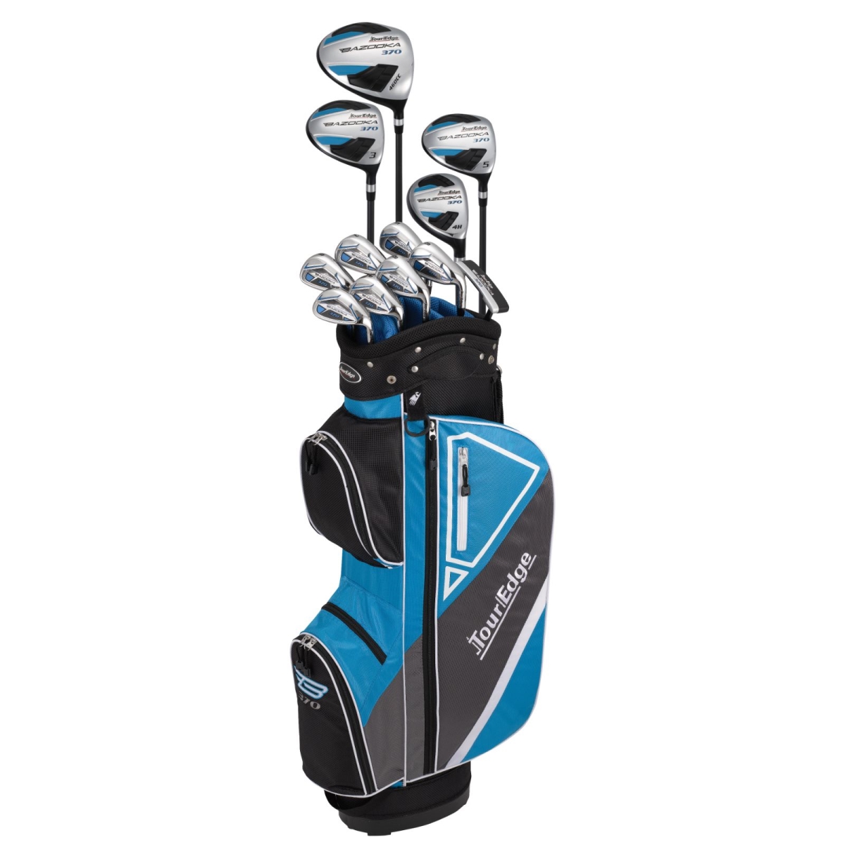 Picture of Tour Edge 1130156 17 x 50 x 14 in. Senior Flex-Graphite-LH Bazooka 370 Complete Golf Set&#44; Black & Blue