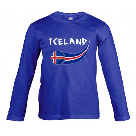 Picture of Supportershop ICTSLSBL-8 Iceland Long Sleeve T-Shirt for Junior - Blue, 8 Years